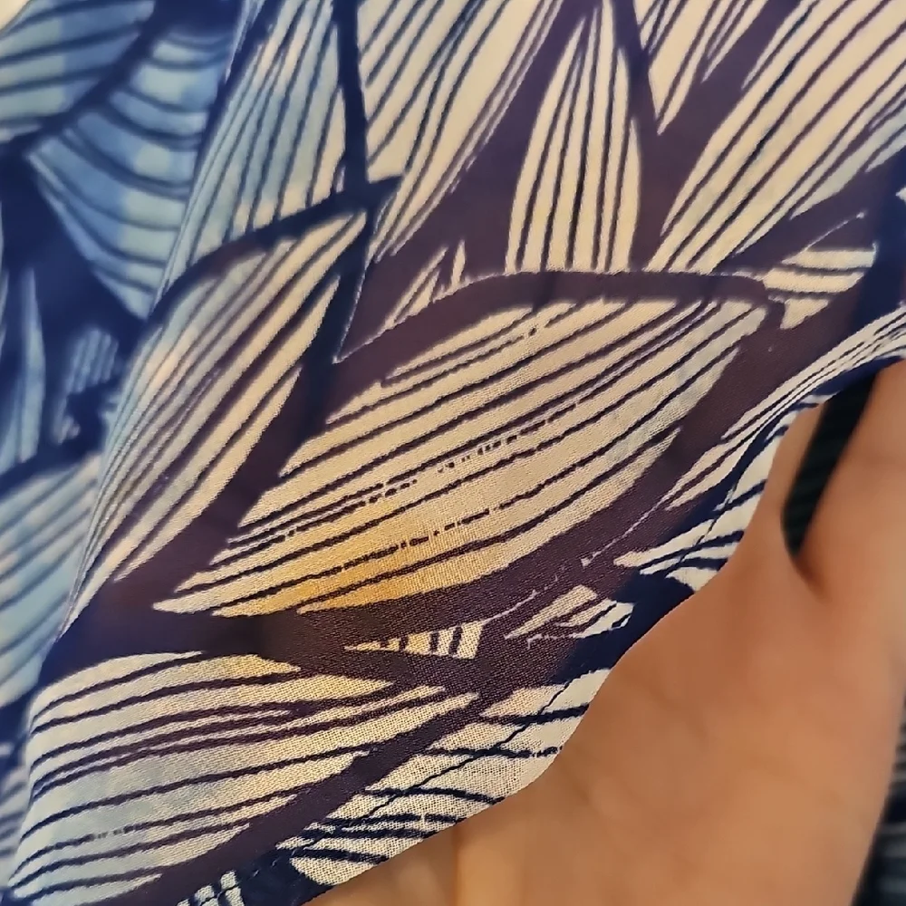 Lulu's Navy Leaf Print Long Sleeve Dress - Picture 6 of 6